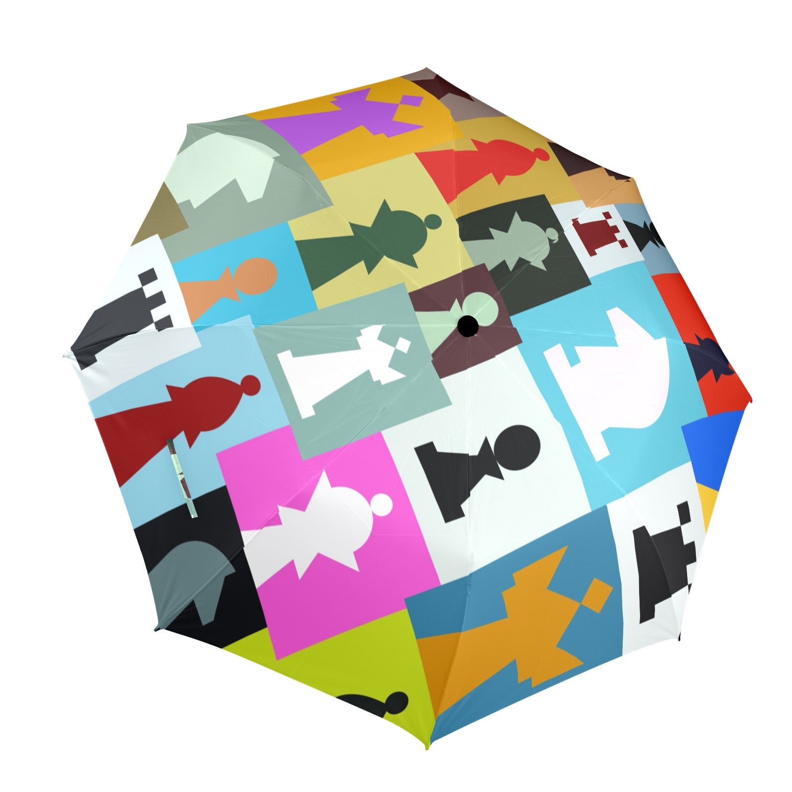 Colourful Chess - Semi-Automatic Foldable Umbrella (Model U12) One Size Semi-Automatic Foldable Umbrella (U12)