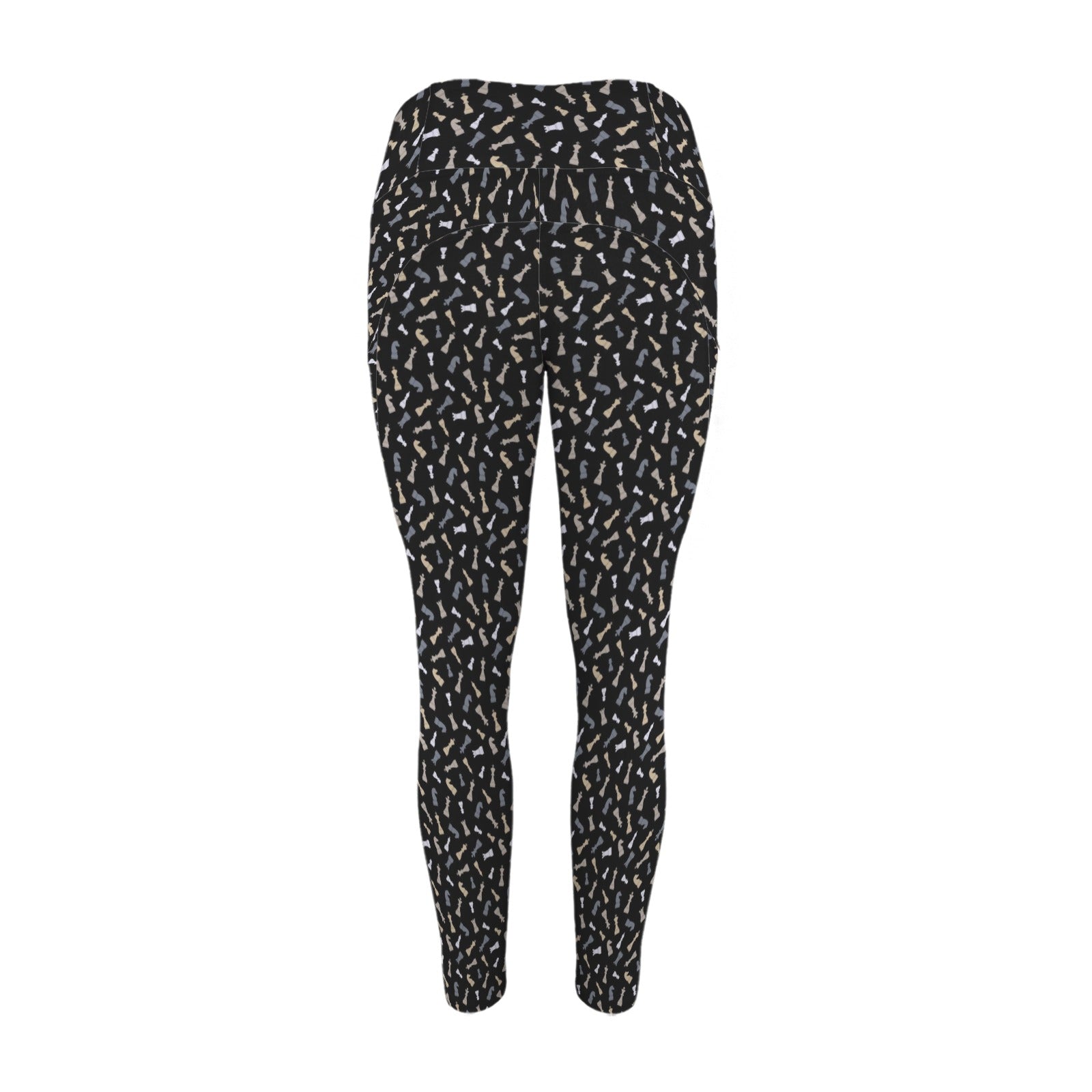 Chess Pattern Women's High Waist Pockets Yoga Leggings Women's High Waist Pockets Yoga Leggings Chess Games Printed Offshore