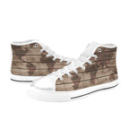 Map On Wood - Men's High Top Canvas Shoes