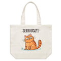Cat Seriously Shoulder Canvas Tote Bag Default Title Large Tote Bag animal Printed In Australia