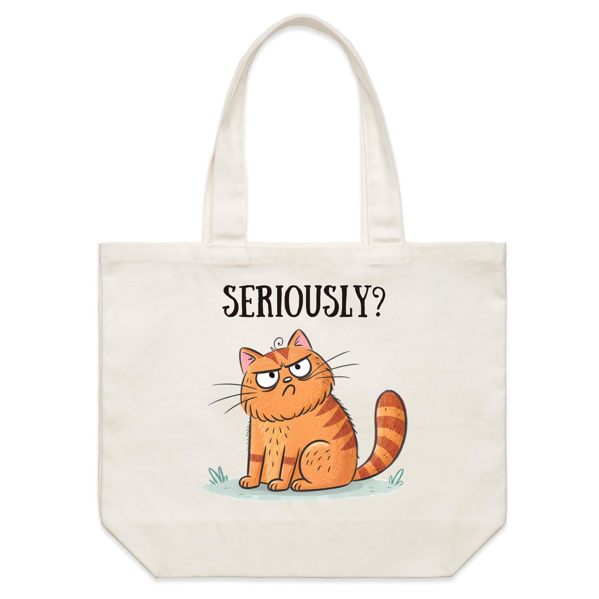 Cat Seriously - Shoulder Canvas Tote Bag Default Title Large Tote Bag animal Printed In Australia