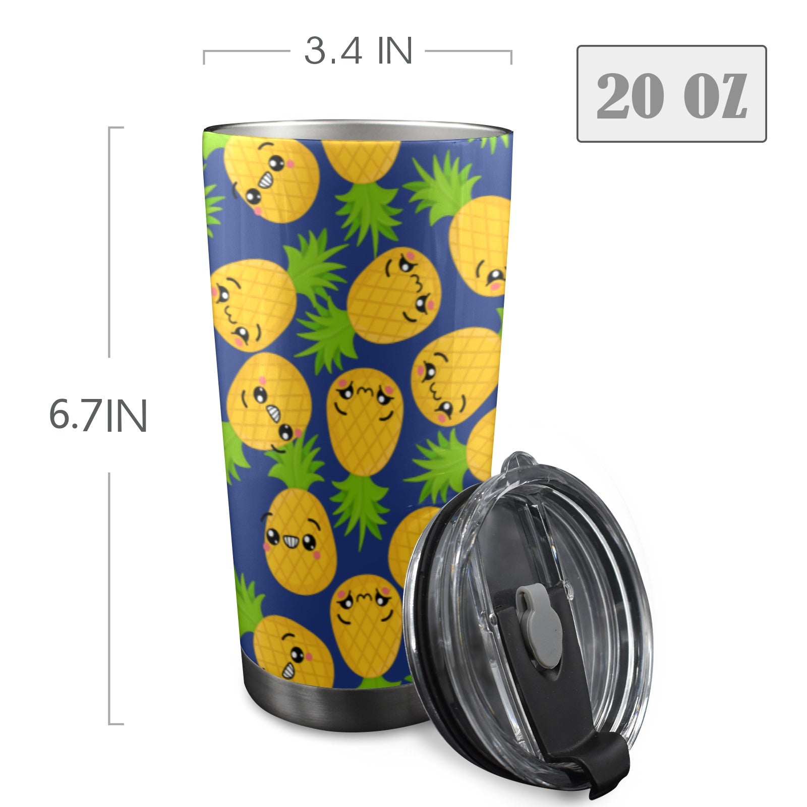 Cool Pineapples - 20oz Mobile Tumbler with Lid (Black Lock) 20oz Travel Mug Food Printed Offshore