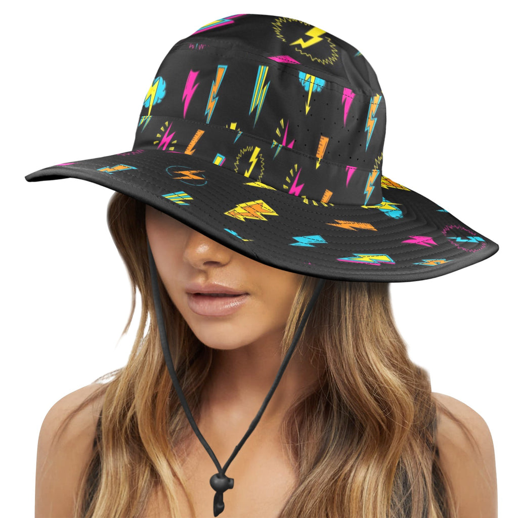 Fun Lightning Wide Brim Bucket Hat Wide Brim Bucket Hat comic Printed Offshore