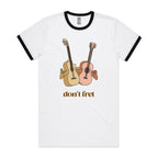Guitars, Don't Fret - Staple Ringer Tee White Black Ringer T-Shirt Music Printed In Australia