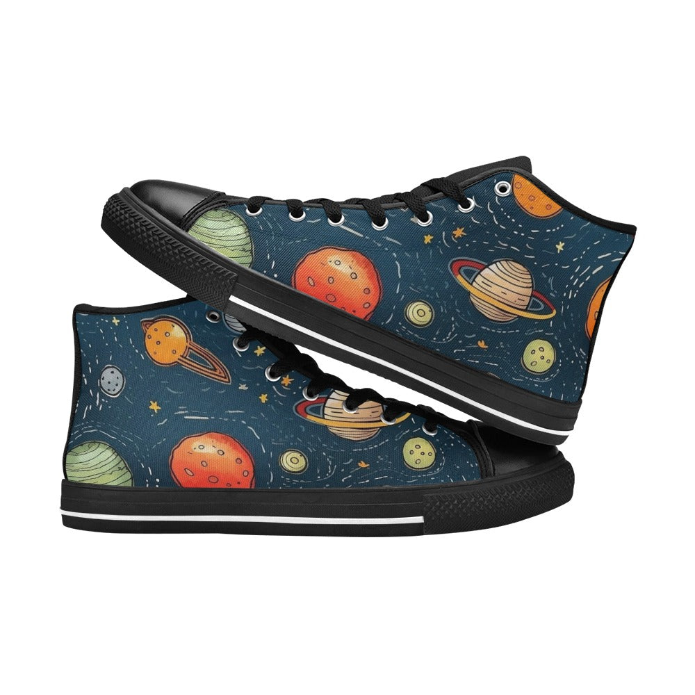 Galaxy - Men's High Top Canvas Shoes
