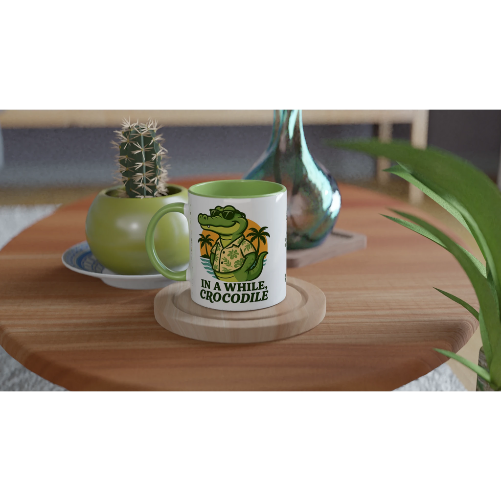 Personalised In A While, Crocodile 11oz Ceramic Mug Personalised 11oz Mug animal Globally Fulfilled