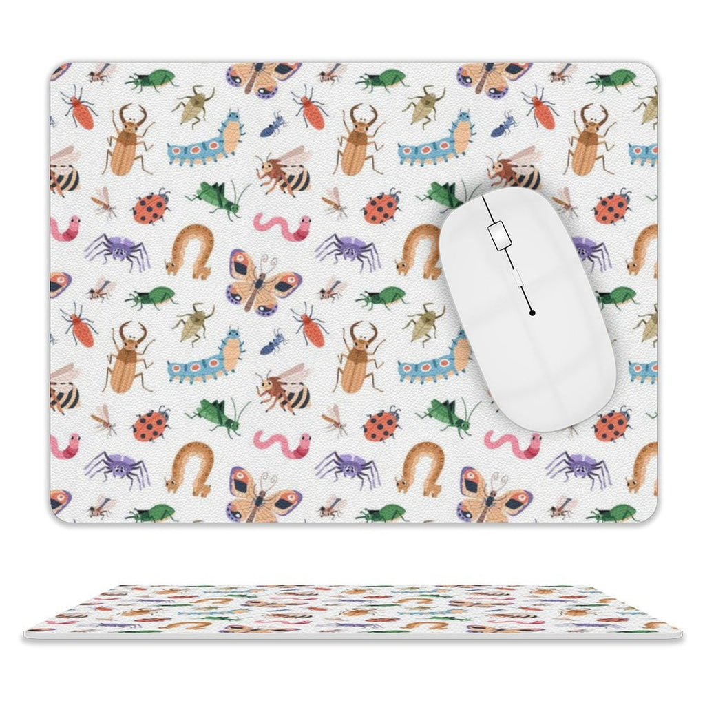 Cute Little Bugs Leather Mouse Pad white One size Leather Mouse Pad animal Printed Offshore