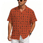 Halloween Black Cats Men's Crinkle Hawaiian Shirt