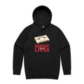 Music Saves Lives Men's AS Colour Hoodie Black Mens Hoodie Music Printed In Australia Retro