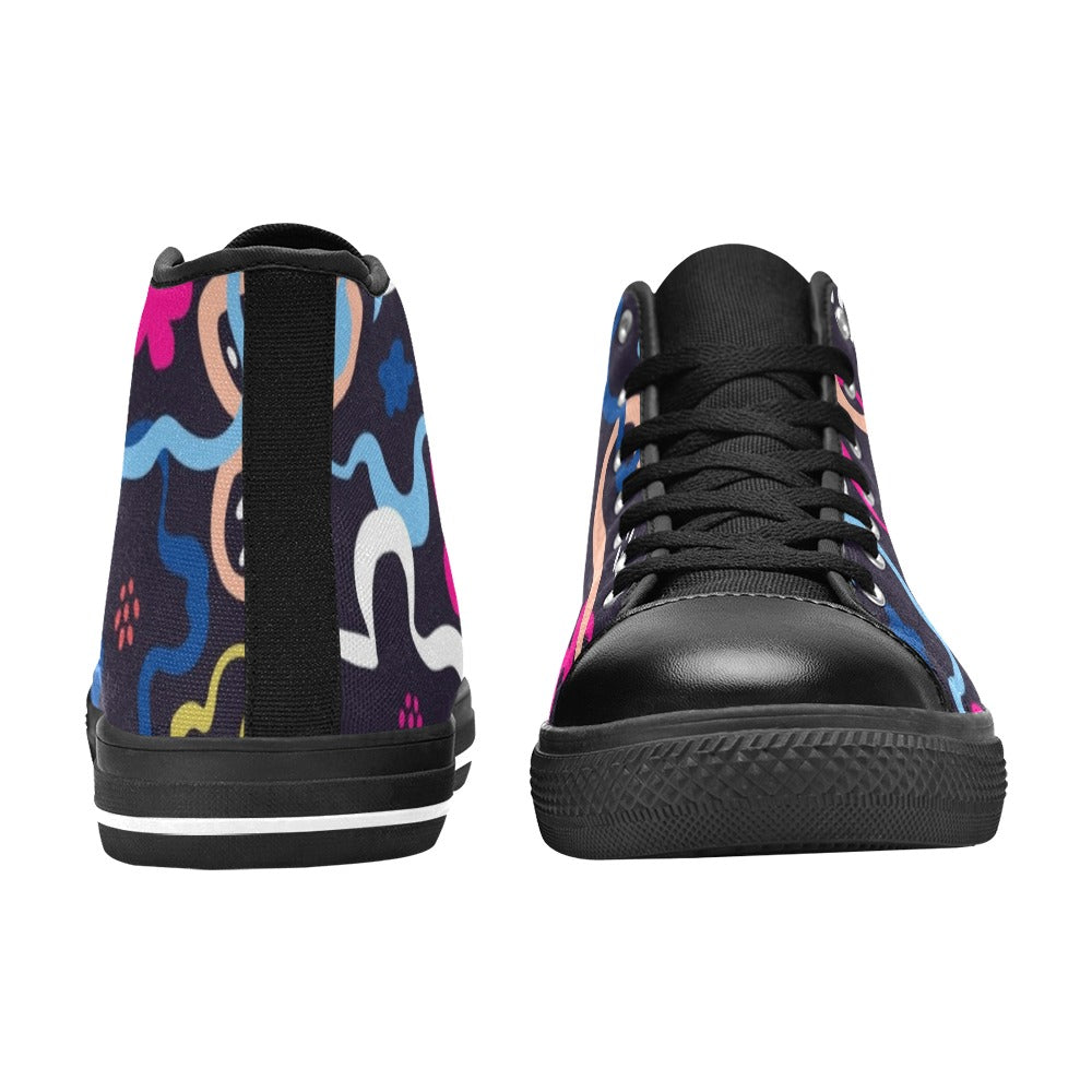 Abstract Floral - Kids' High Top Canvas Shoes Kids High Top Canvas Shoes Printed Offshore