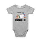 Dramatic Unicorn Goose AS Colour Baby Bodysuit Grey Marle Baby Bodysuit animal Printed In Australia
