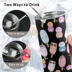 Cute Animal Ice Blocks - 20oz Tall Skinny Tumbler with Lid and Straw