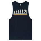 Guitarist Evolution - Mens Tank Top Tee Navy Drop Arm Tank Top Music Printed In Australia