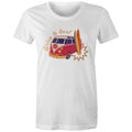 Drive And Surf - Womens T-shirt White Womens T-shirt Printed In Australia Summer Surf