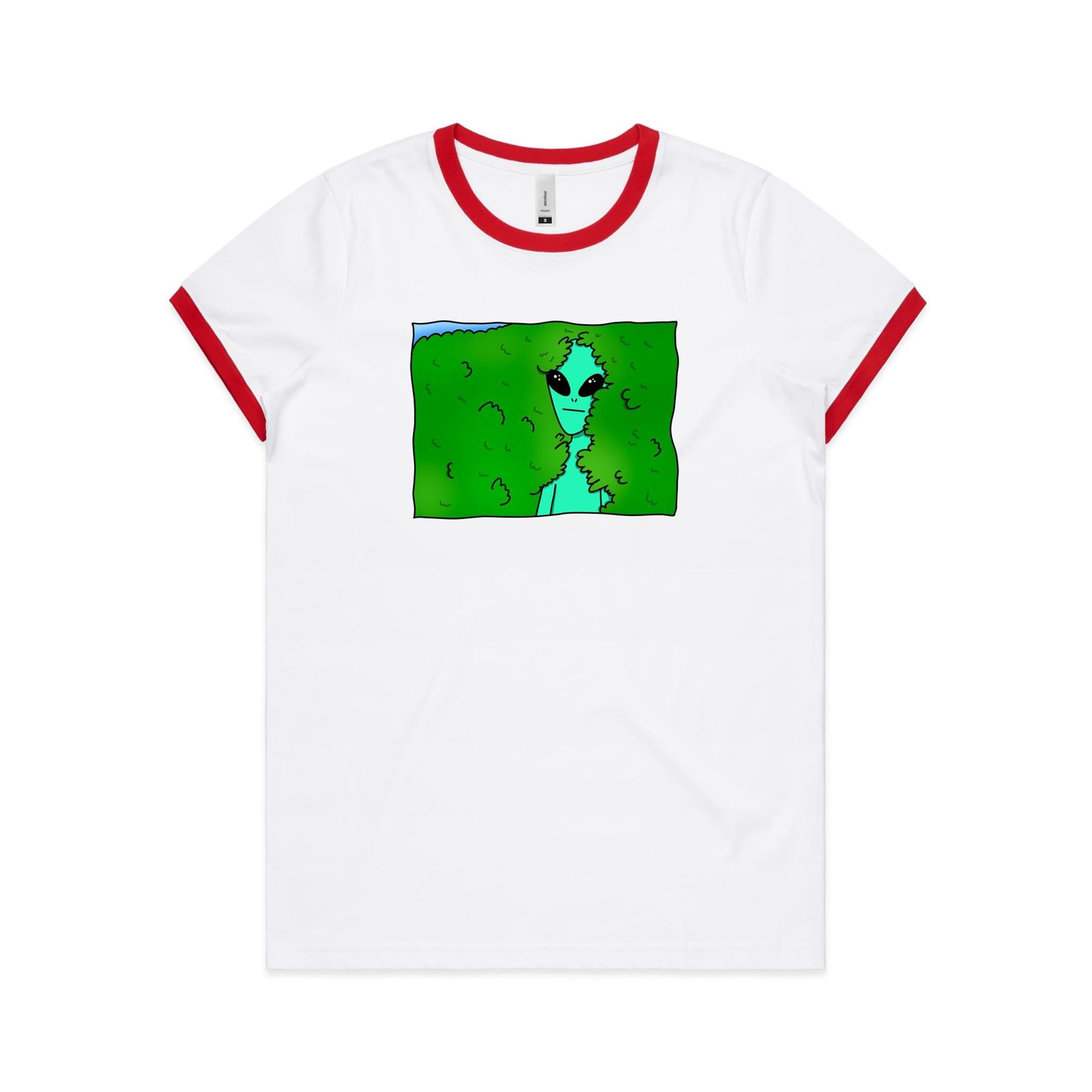 Alien Hedge Meme - Women's Ringer Tee White Red Womens Ringer T-shirt Printed In Australia Sci Fi