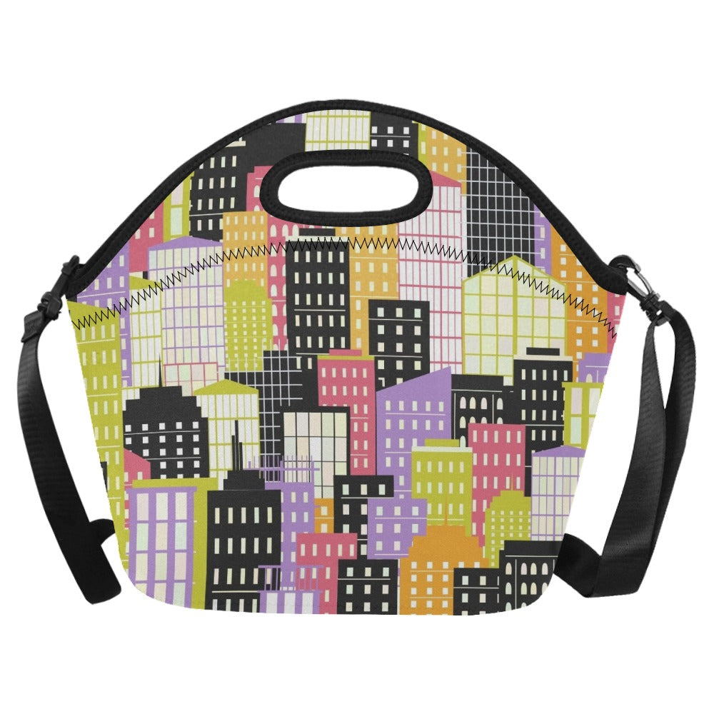 City Scape Neoprene Lunch Bag/Large (Model 1669) One Size Neoprene Lunch Bag Printed Offshore