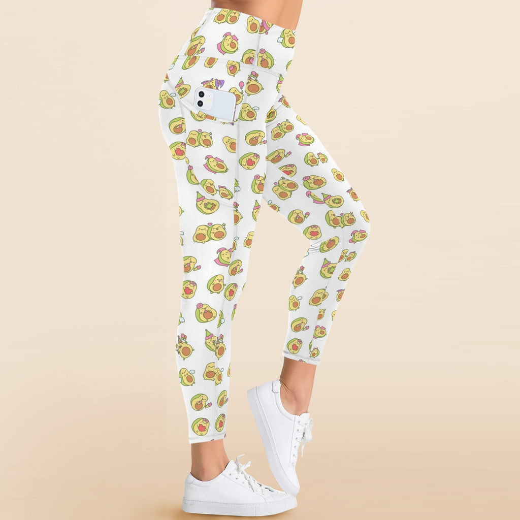 Avocado Cute Women's High Waist Pockets Yoga Leggings