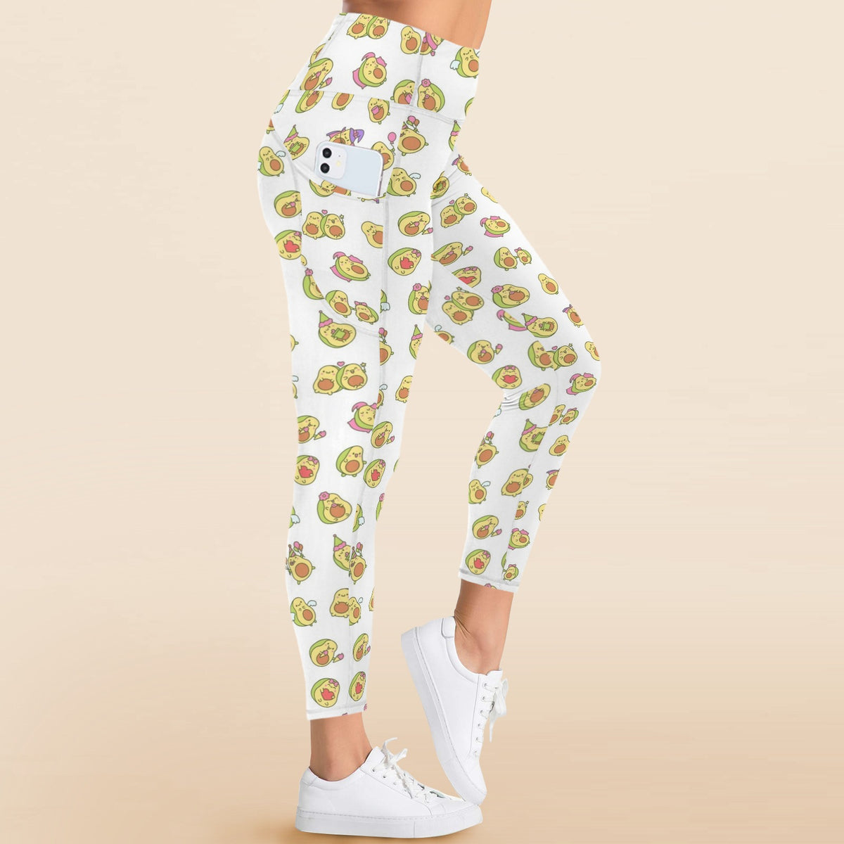 Avocado Cute Women's High Waist Pockets Yoga Leggings