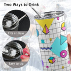 80's Grid - 20oz Tall Skinny Tumbler with Lid and Straw