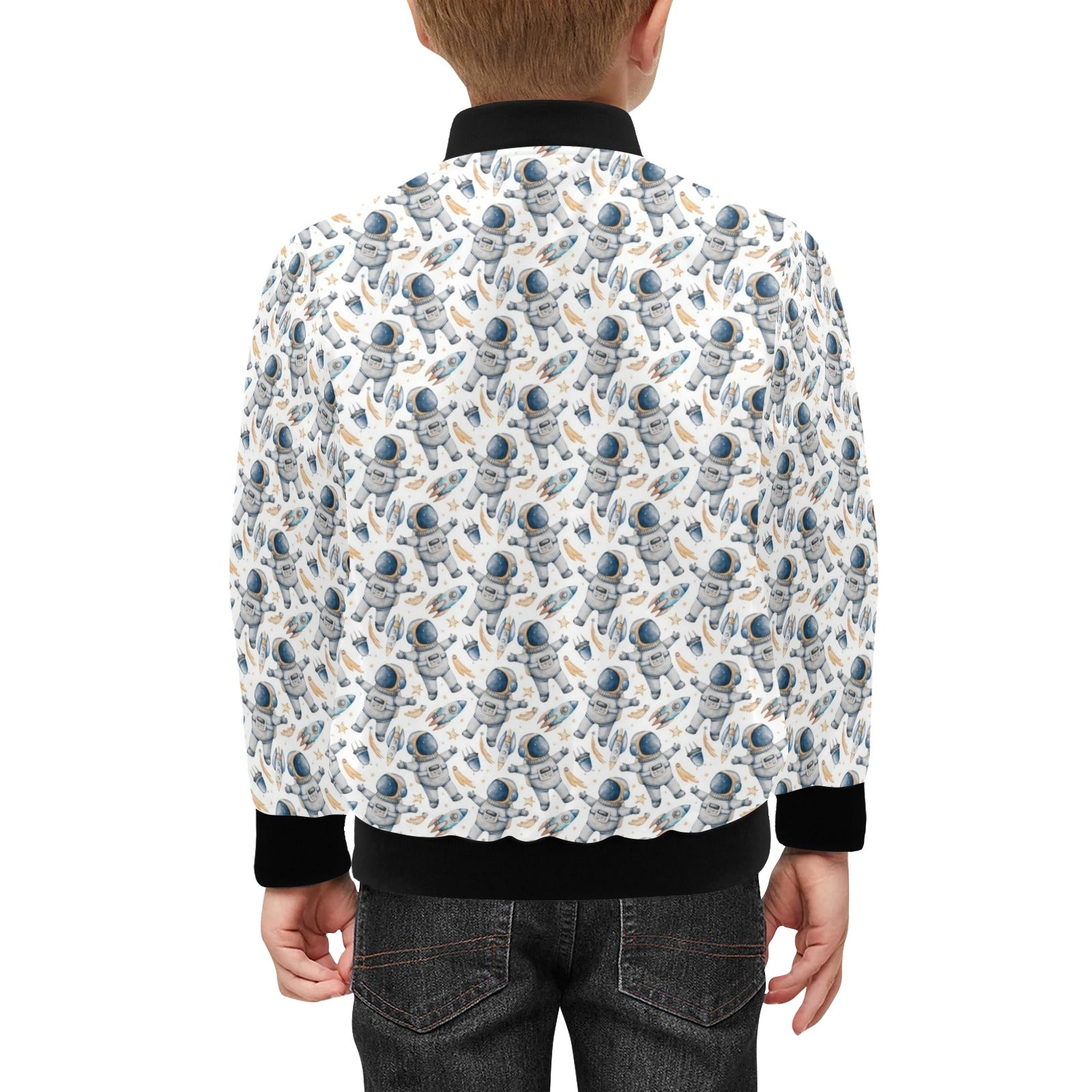 Astronauts And Rocket Ships Kids Bomber Jacket