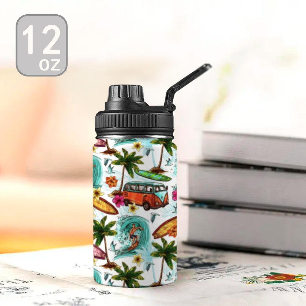 Surfing Safari Kids Water Bottle with Chug Lid (12 oz) Kids Water Bottle with Chug Lid Printed Offshore Surf