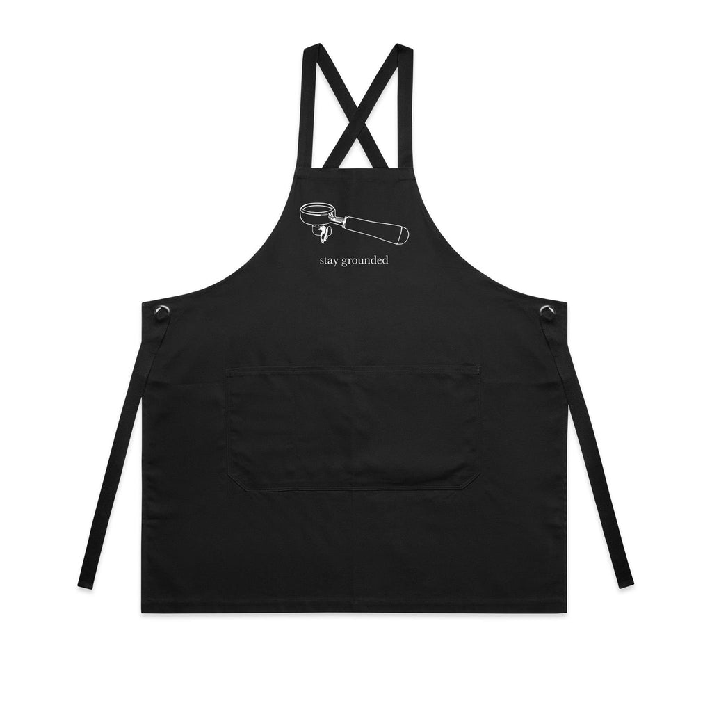 Stay Grounded, Coffee Portafilter AS Colour Carrie Apron Black One Size Apron Coffee Printed In Australia