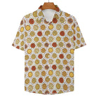 Round Pizzas On White Women's Short-Sleeve Button Up Shirt Women's Short-Sleeve Button Up Shirt Food Printed Offshore