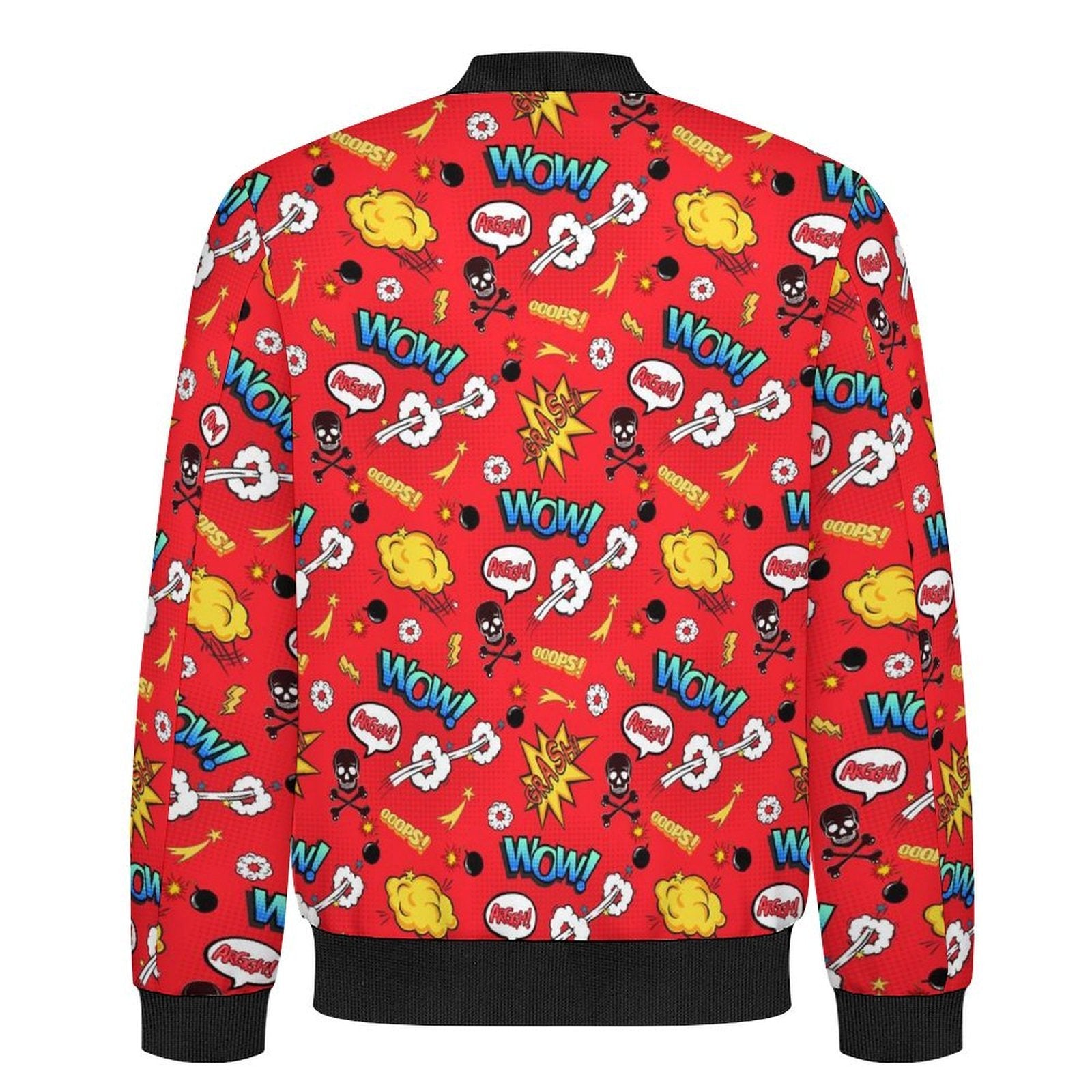 Comic Book Red Men's Casual Zip‑Up Bomber Jacket