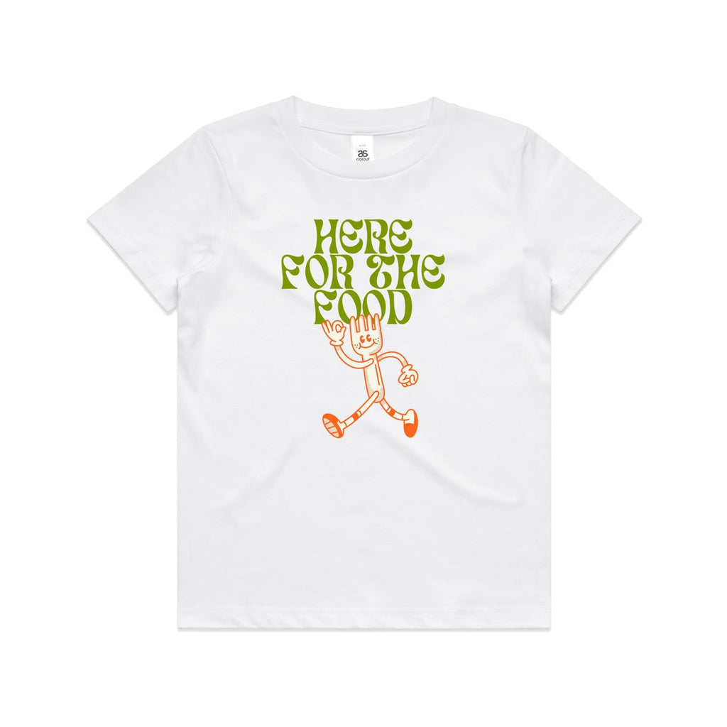 Here For The Food - Kids Youth T-shirt White Kids T-shirt Food Printed In Australia