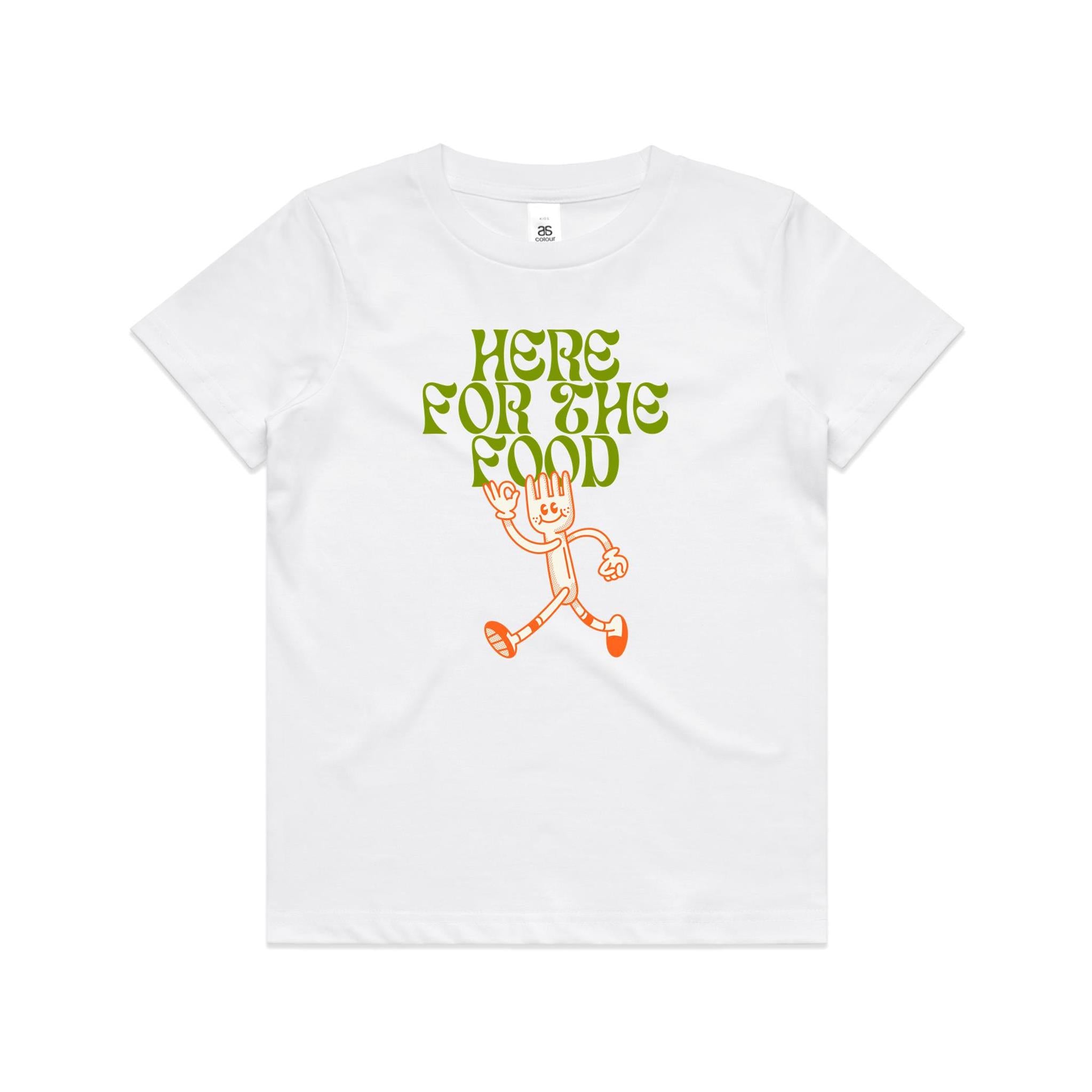 Here For The Food - Kids Youth T-shirt White Kids T-shirt Food Printed In Australia