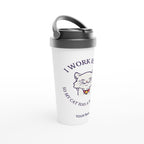 Personalised - I Work Hard So My Cat Has A Better Life - White 15oz Stainless Steel Travel Mug Personalised Travel Mug animal coffee Globally Fulfilled