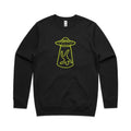 Alien Abduction AS Colour Stencil Crew Sweatshirt Unisex Black Sweatshirt Printed In Australia Sci Fi