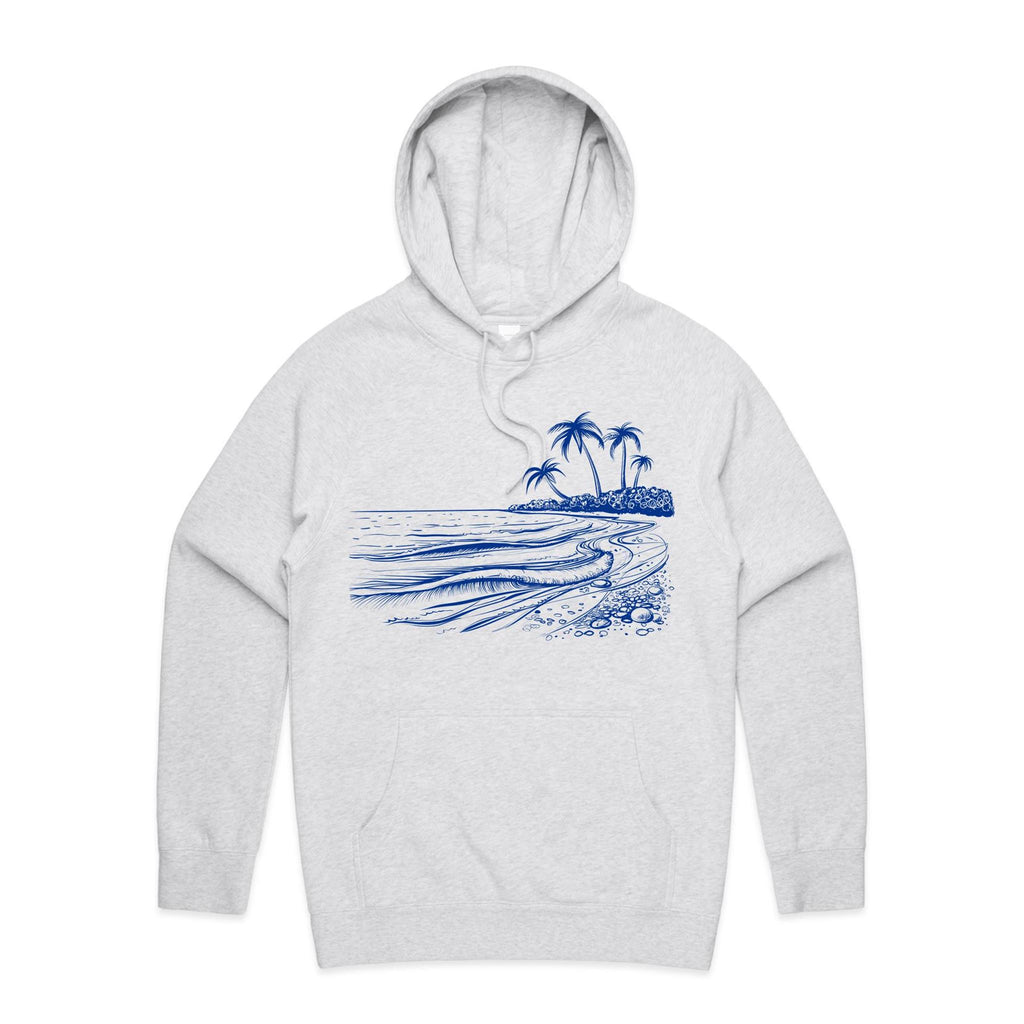 Surf Beach - Mens Hoodie White Marle Mens Hoodie Printed In Australia Summer Surf