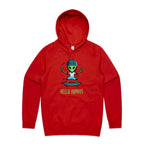Hello Humans, Alien Skate - Mens Hoodie Red Mens Hoodie Printed In Australia Sci Fi