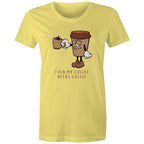 Even My Coffee Needs Coffee - Womens T-shirt Yellow Womens T-shirt Coffee Printed In Australia