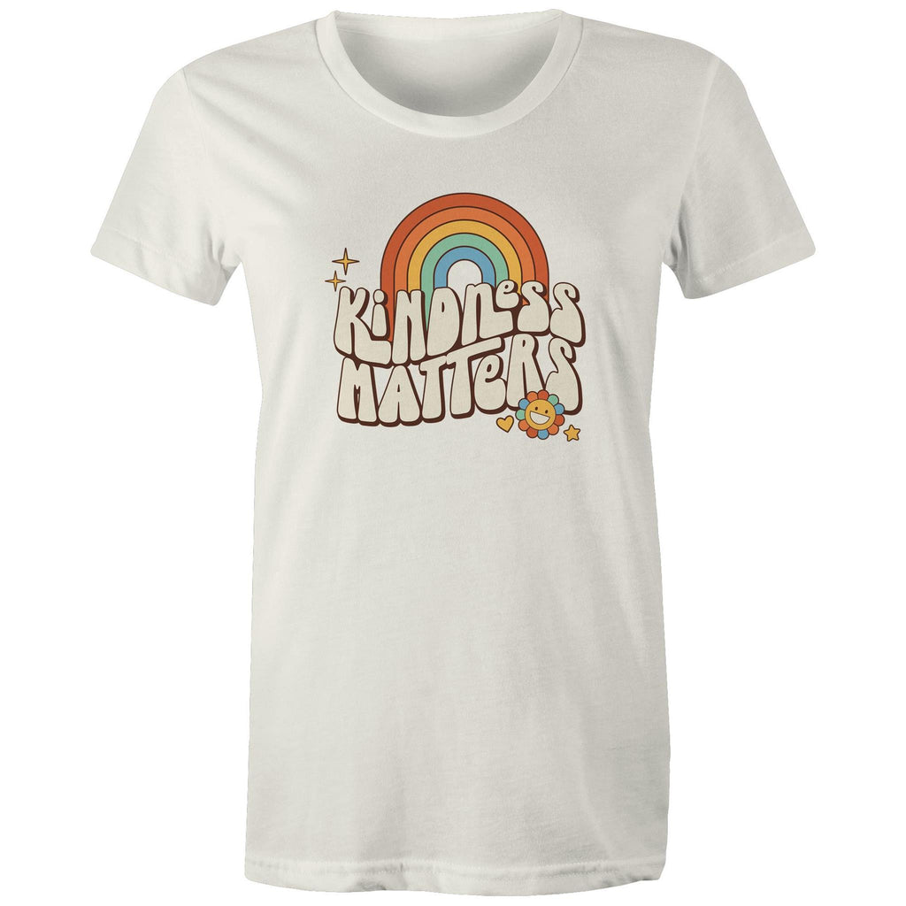 Kindness Matters - Womens T-shirt Natural Womens T-shirt Kindness Positivity Printed In Australia Retro