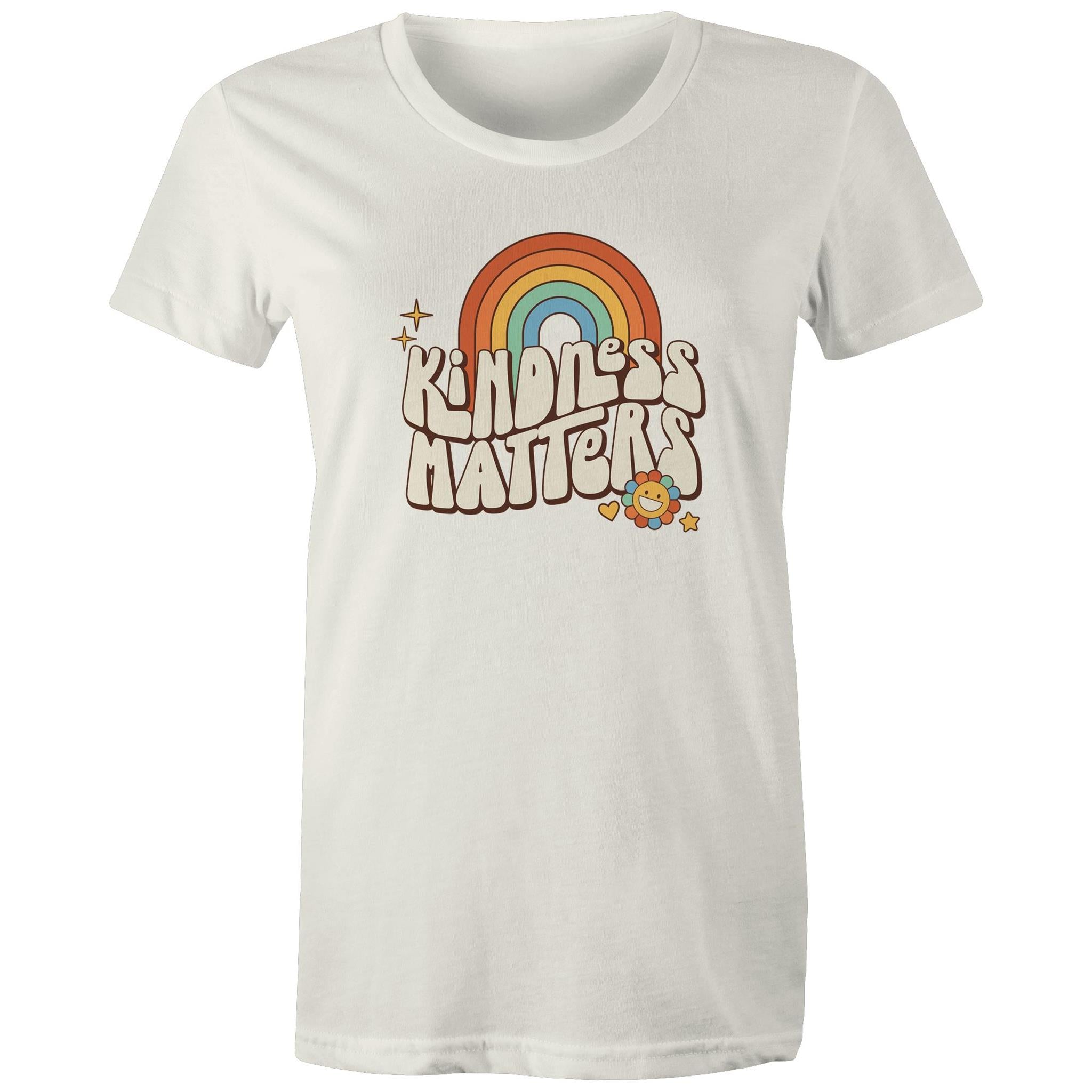 Kindness Matters - Womens T-shirt Natural Womens T-shirt Kindness Positivity Printed In Australia Retro