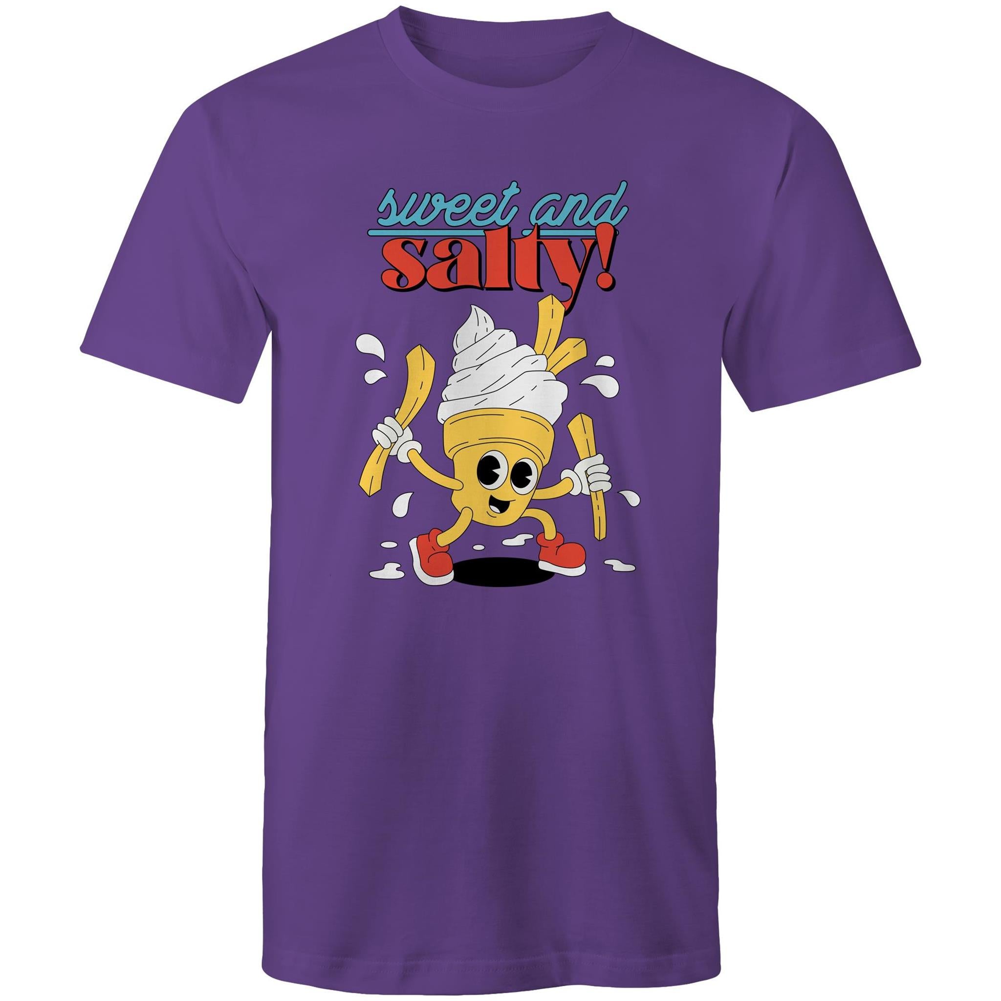 Sweet And Salty, Ice Cream And Fries - Mens T-Shirt Purple Mens T-shirt Food Printed In Australia