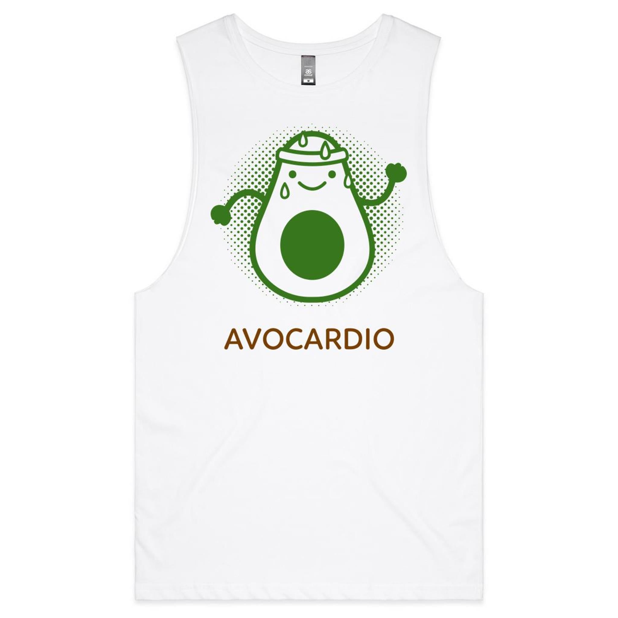 Avocardio - Tank Top Tee White Drop Arm Tank Top Fitness Printed In Australia