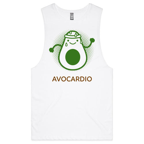 Avocardio - Tank Top Tee White Drop Arm Tank Top Fitness Printed In Australia