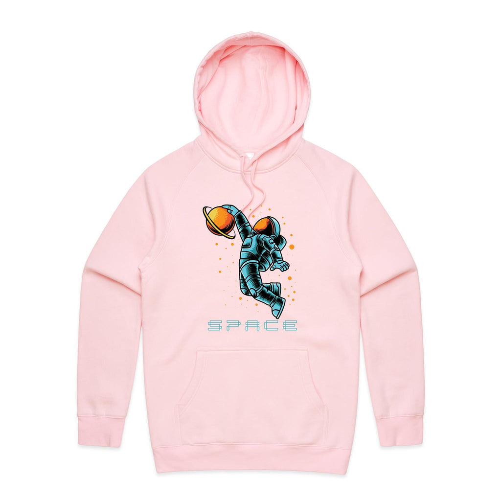 Astronaut Basketball - Mens Hoodie Pink Mens Hoodie Printed In Australia Space