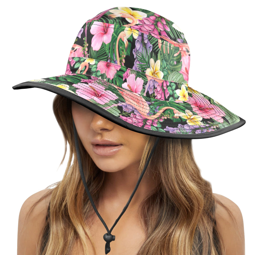 Flamingo Jungle Wide Brim Bucket Hat Wide Brim Bucket Hat animal Plants Printed Offshore