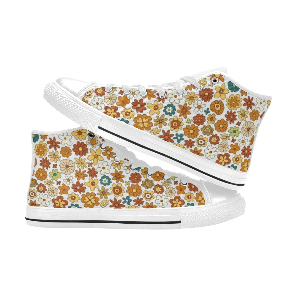 70's Style Floral Men's High Top Canvas Shoes Men's Classic High Top Canvas Shoes Printed Offshore Retro