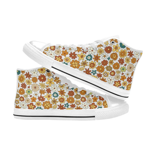 70's Style Floral Men's High Top Canvas Shoes Men's Classic High Top Canvas Shoes Printed Offshore Retro