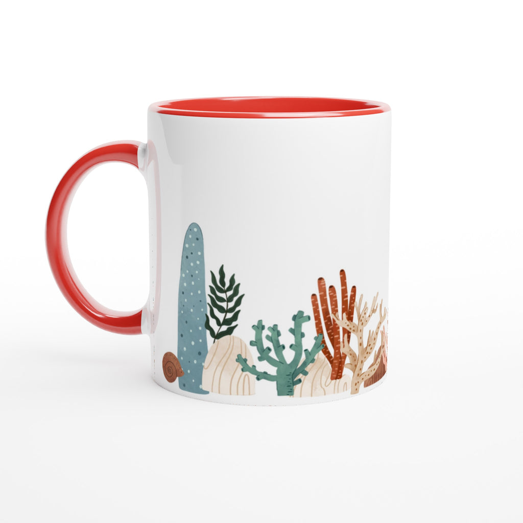 Coral Garden - White 11oz Ceramic Mug with Colour Inside Ceramic Red Colour 11oz Mug Environment Globally Fulfilled