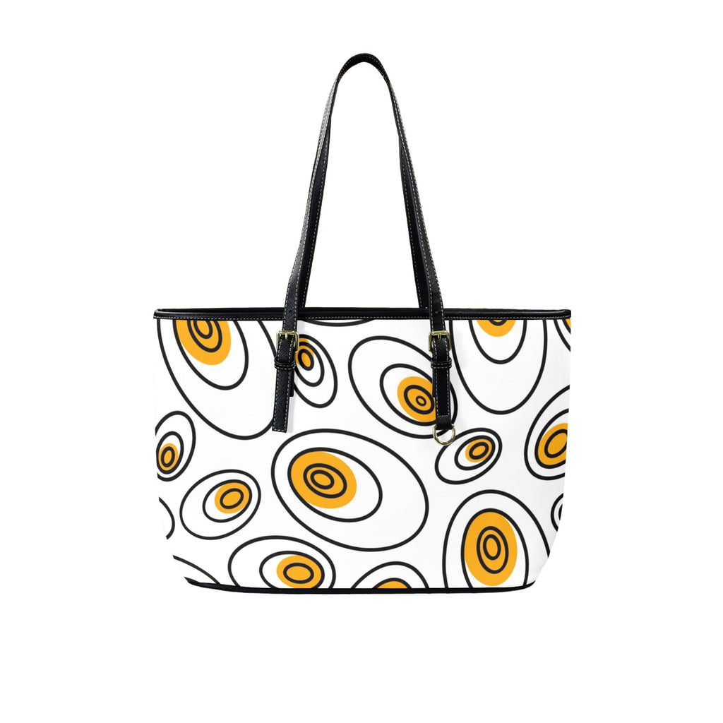 Abstract Eggs - Leather Tote Bag-Large