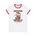 Caffeine Maintains My Sunny Personality - Women's Ringer Tee White Red Womens Ringer T-shirt Coffee Printed In Australia