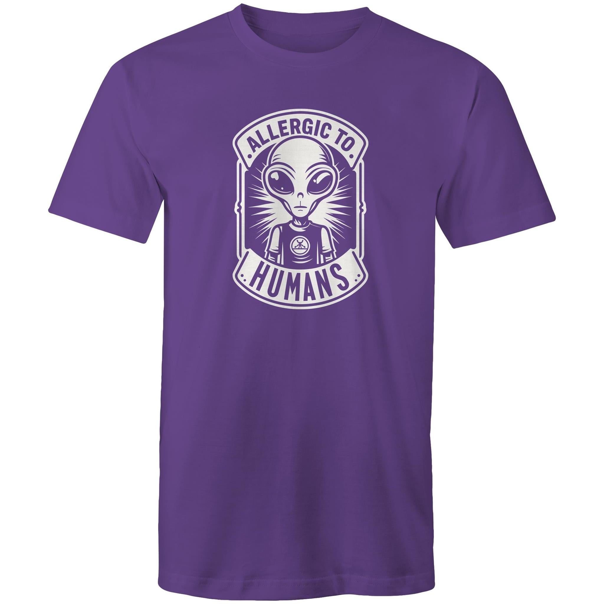 Alien, Allergic To Humans - Mens T-Shirt Purple Mens T-shirt Printed In Australia Sci Fi