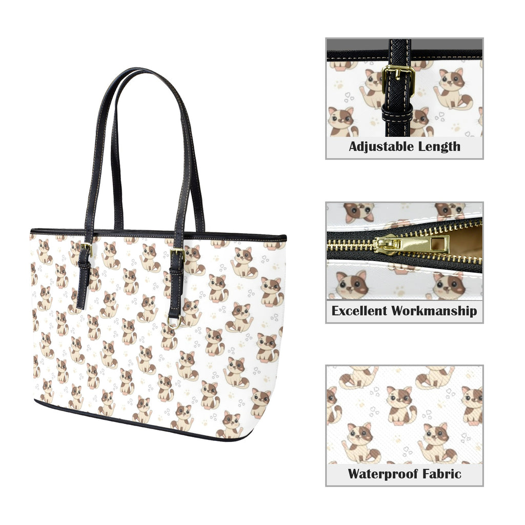 Cheeky Cats PU Leather Tote Bag Large