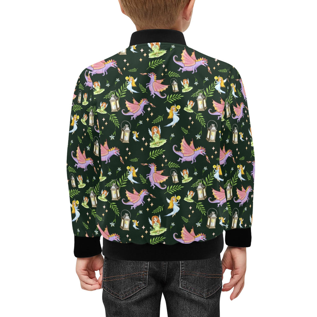 Dragons And Fairies Kids Bomber Jacket Kids Bomber Jacket animal Printed Offshore
